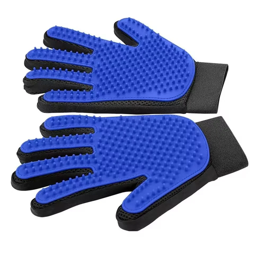 2-in-1 Pet Grooming Gloves Set–Silicone Massage & Hair Removal Gloves for Dogs&Cats,Deshedding Glove Brush for Bathing & Bonding
