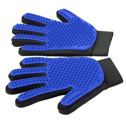 2-in-1 Pet Grooming Gloves Set–Silicone Massage & Hair Removal Gloves for Dogs&Cats,Deshedding Glove Brush for Bathing & Bonding