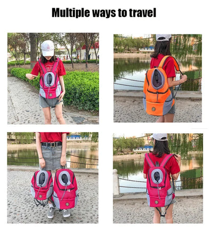 Breathable Pet Backpack Carrier – Front & Back Wear with Reflective Strips for Dogs & Cats