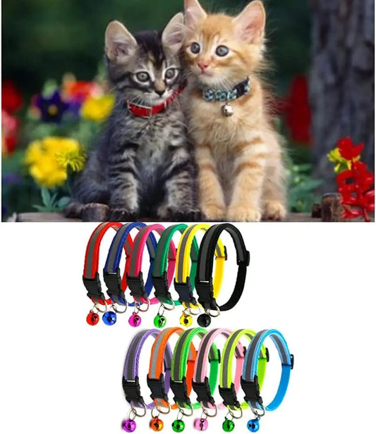 Reflective Pet Collar with Bell — Adjustable for Cats & Dogs