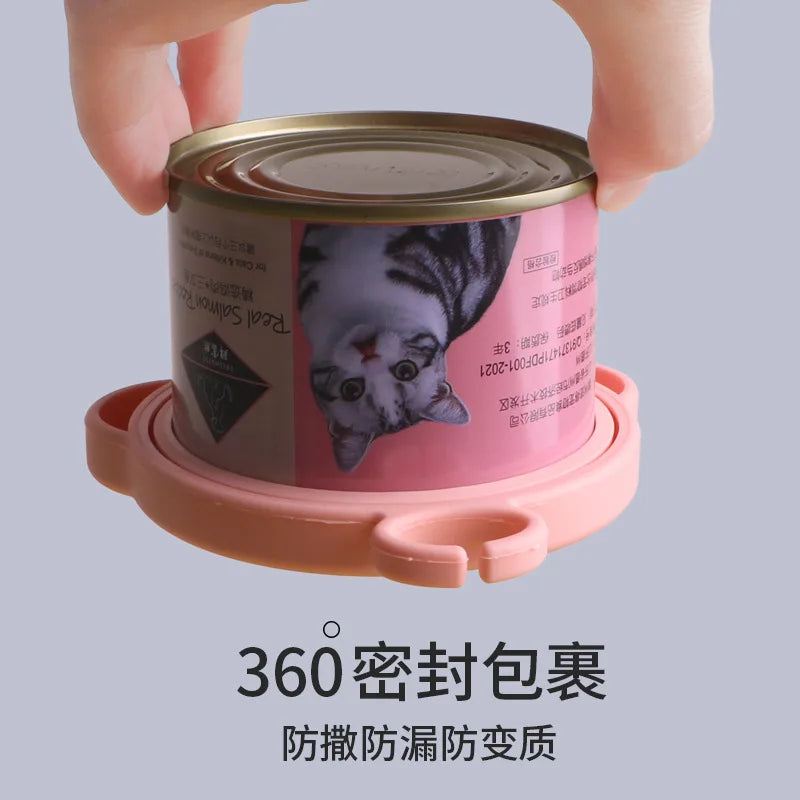 Silicone Pet Can Lid with Spoon — Reusable Food Sealer