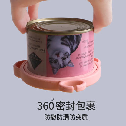 Silicone Pet Can Lid with Spoon — Reusable Food Sealer