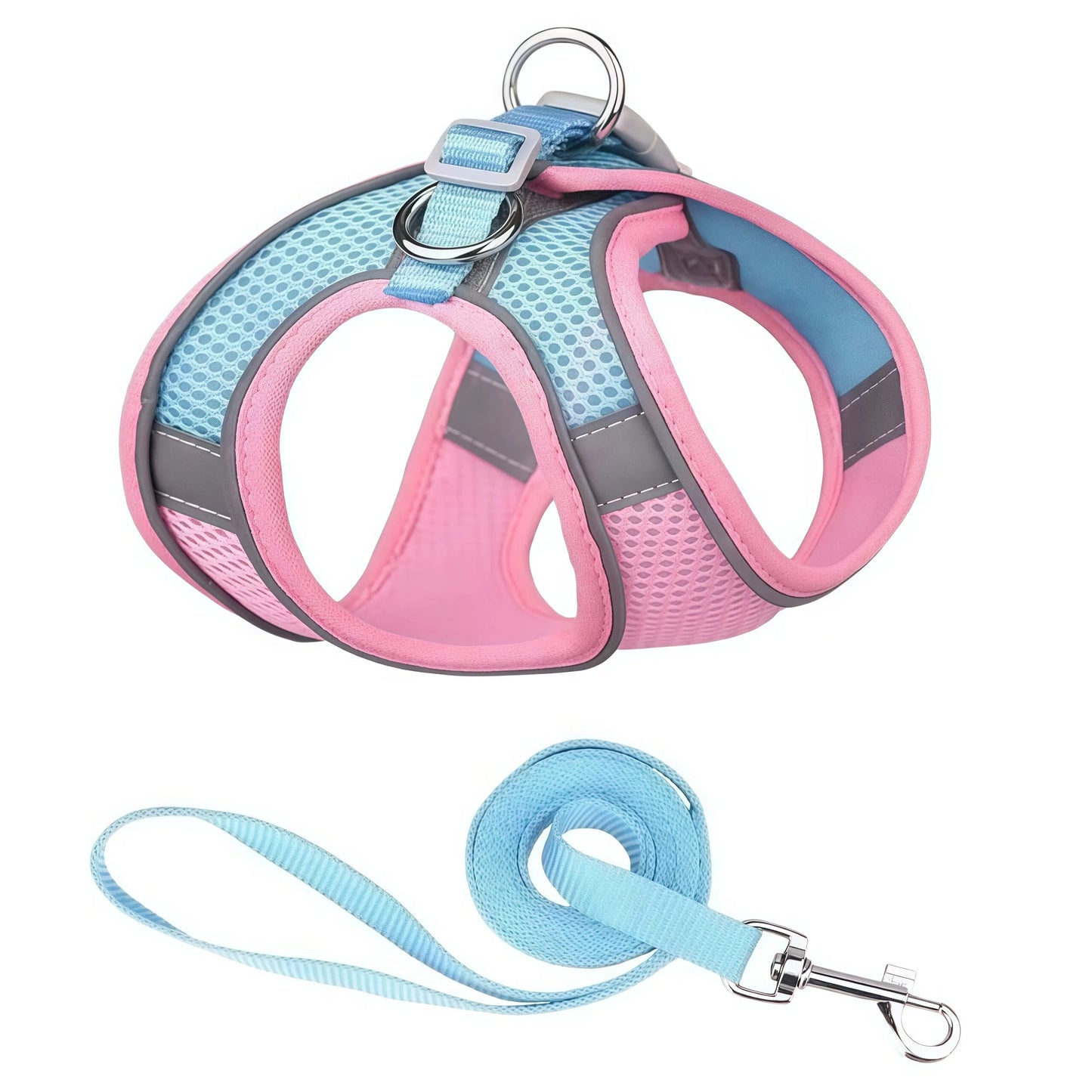 Reflective Dog Harness & Leash Set – Breathable Mesh Vest for Small & Medium Dogs