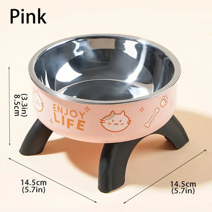 Stainless Steel Pet Bowl – Anti-Tip Elevated Design with Non-Slip Silicone Base for Cats & Small Dogs