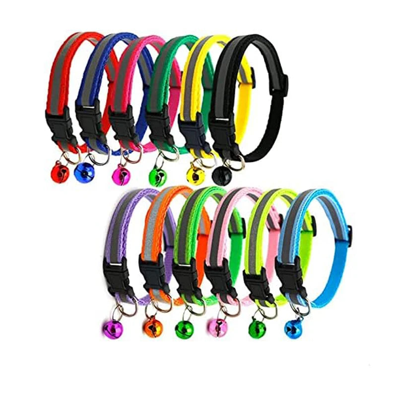 Reflective Pet Collar with Bell — Adjustable for Cats & Dogs