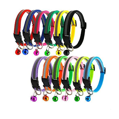 Reflective Pet Collar with Bell — Adjustable for Cats & Dogs