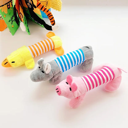 Plush Squeaky Dog Toys – Cute Elephant, Duck & Pig Chew Molar Toys for Dogs & Cats