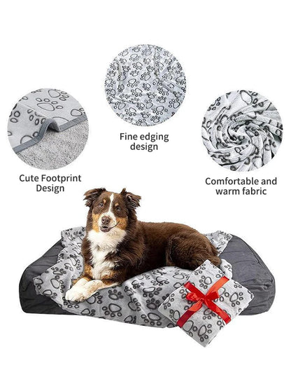 Winter Dog Blanket – Soft Washable Fleece Throw for Dogs & Cats (Grey)
