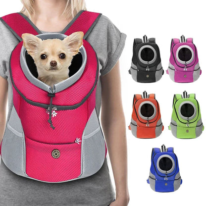 Breathable Pet Backpack Carrier – Front & Back Wear with Reflective Strips for Dogs & Cats