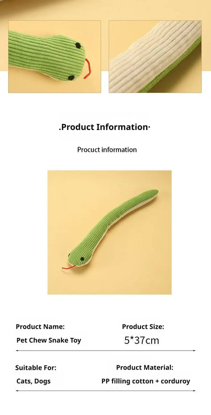Snake Plush Chew Toy — Bite-Resistant & Teeth-Cleaning