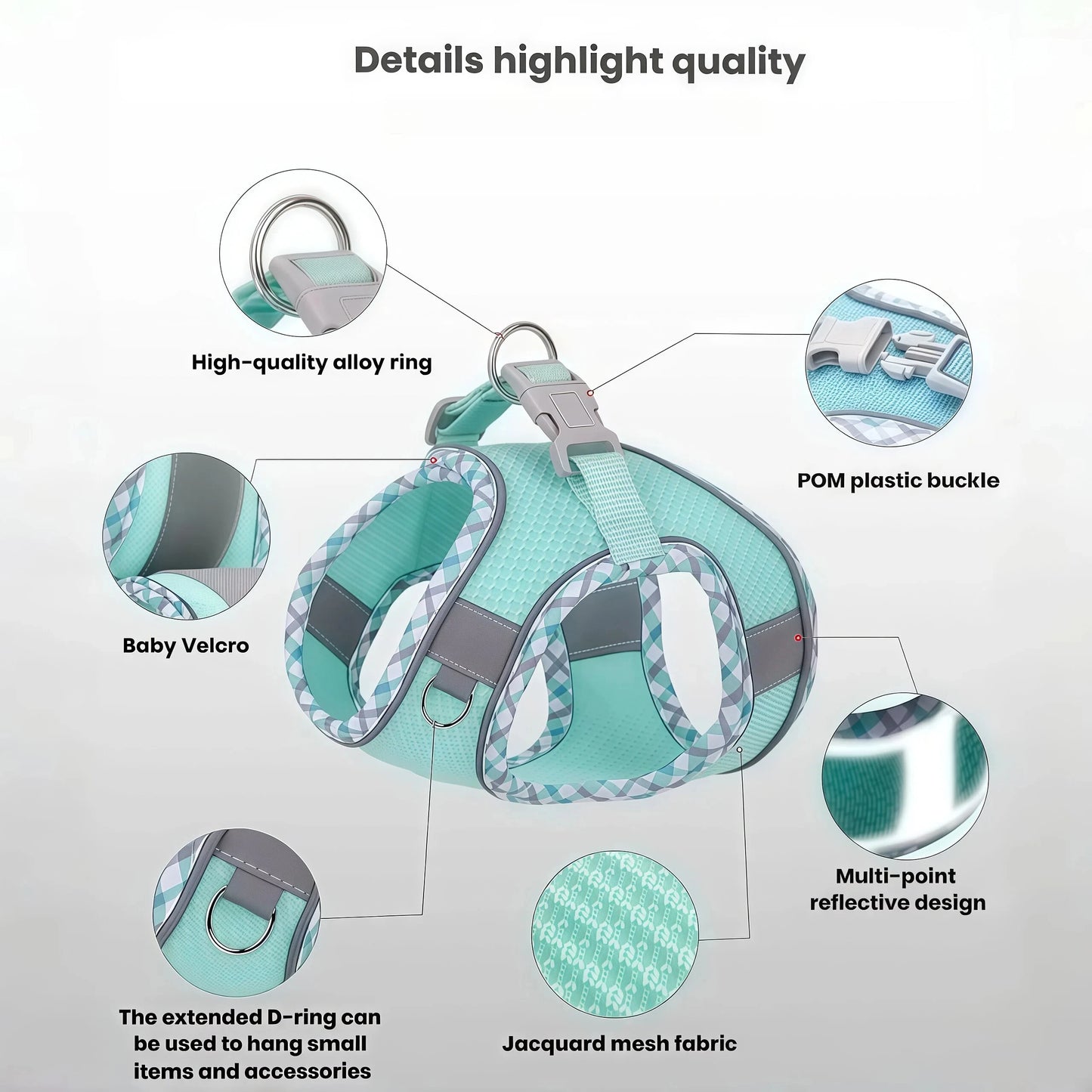 Reflective Dog Harness & Leash Set – Breathable Mesh Vest for Small & Medium Dogs