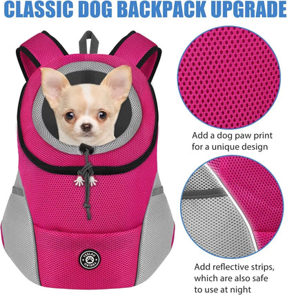 Breathable Pet Backpack Carrier – Front & Back Wear with Reflective Strips for Dogs & Cats