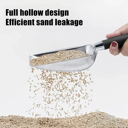 Stainless Steel Cat Litter Scoop — Long Handle Metal Shovel