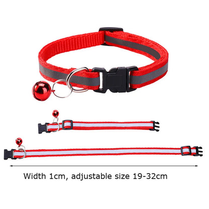 Reflective Pet Collar with Bell — Adjustable for Cats & Dogs